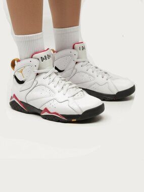Nike Air Jordan 7 Retro White Black Cardinal Red Men's 7.5 Leather CU9307-106